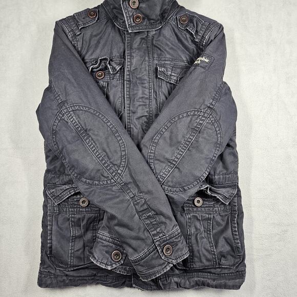 Abercrombie & Fitch Military Jacket Mens M Field Jacket Canvas Blue Heavy Hooded - Picture 6 of 16